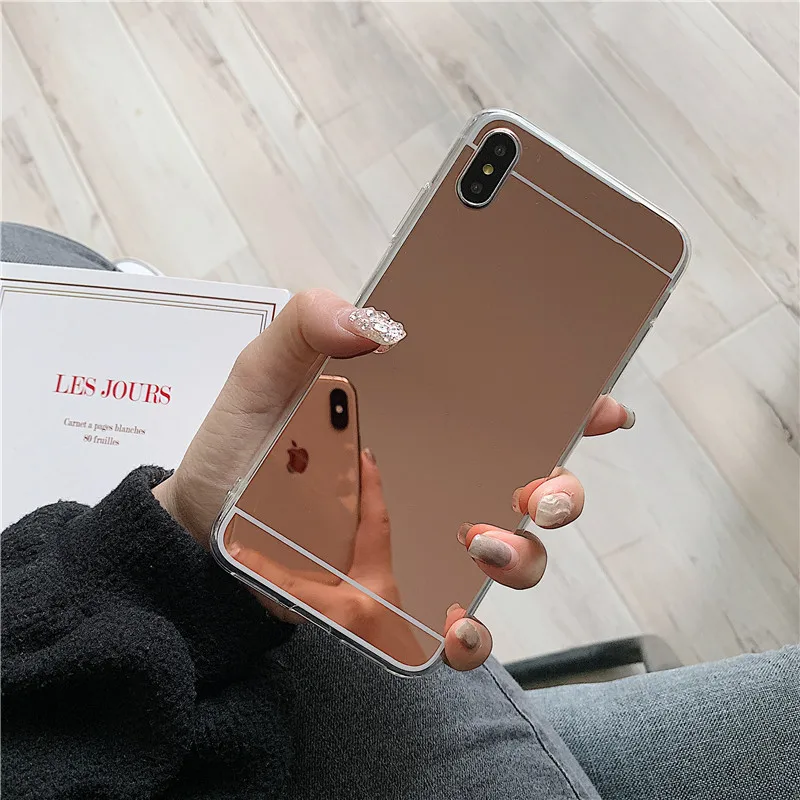 Роскошный розовый золотистый зеркальный чехол для телефона iPhone 6 s S 7 7S 8 Plus X XS Max XR