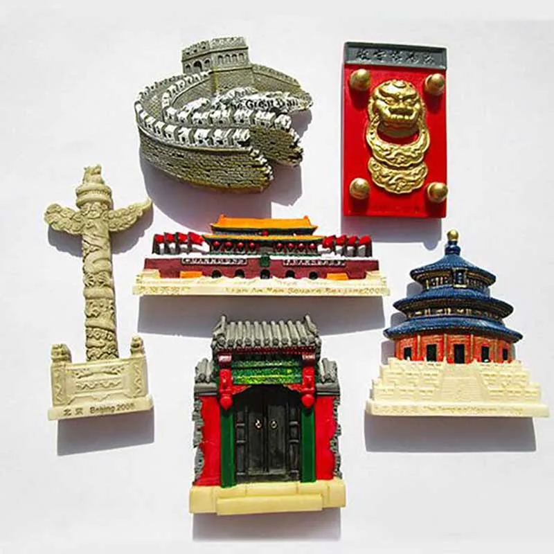 Фото Китай 1 шт. милые ручная роспись Great Wall Temple Of Heaven 3D магниты на холодильник для