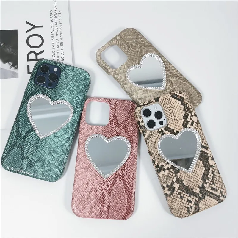 

Luxury Snakeskin Lizard Pattern Girl Soft Case For Iphone 11 12 Pro Max Mini 7 8 Plus Xr X Xs Se 2020 Leather Phone Cover Fundas