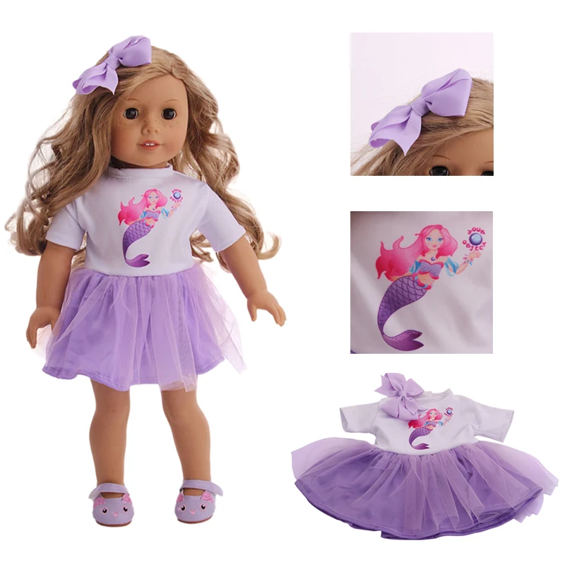 Кукольная одежда мультяшный единорог Русалка платье для девочек 18 дюймов 43 см