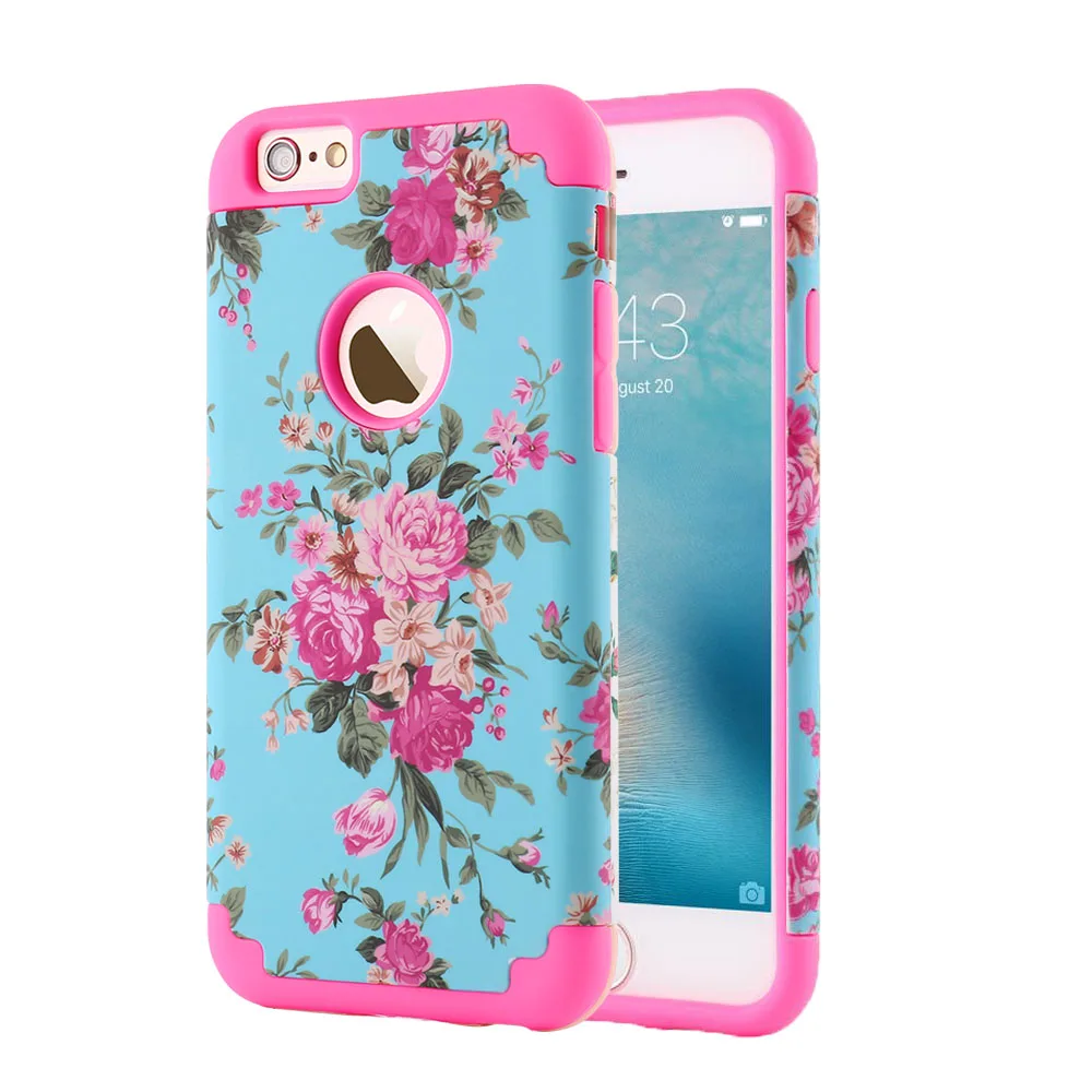 For iPhone 7 Plus Case 8 6S 6 5 5S SE Hybrid Dual Layer Cute Floral Shockproof Bumper Protective Cover X Xr Xs Max | Мобильные