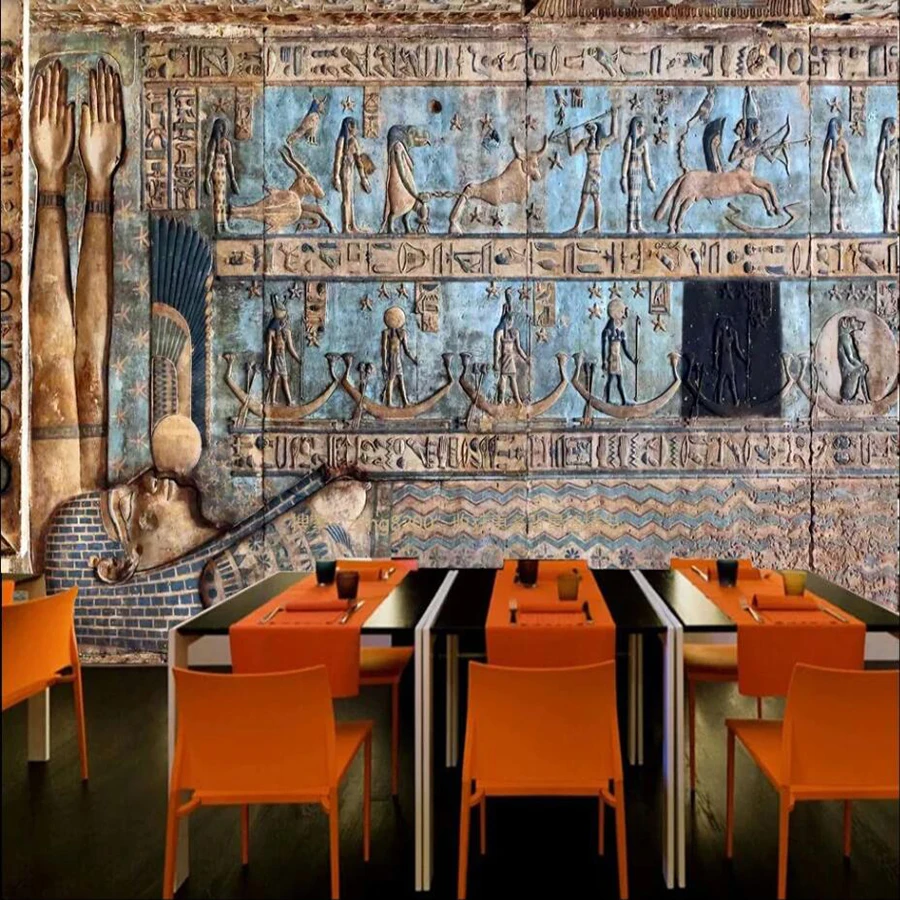 

Milofi custom large 3D wallpaper mural tooling Egyptian mural culture background wall decoration wallpaper mural