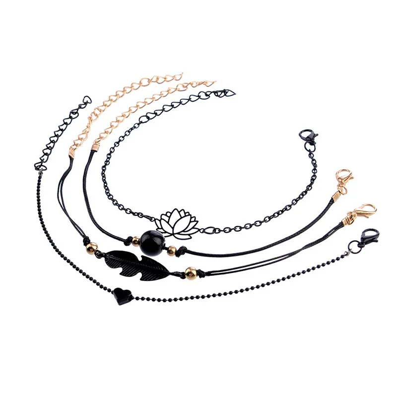 Ofertas European and American Style 4 PCS/Set Black Pearl Leaves Heart Love Lutus Flower Alloy Bracelet for Women
Ofertas European and American Style 4 PCS/Set Black Pearl Leaves Heart Love Lutus Flower Alloy Bracelet for Women