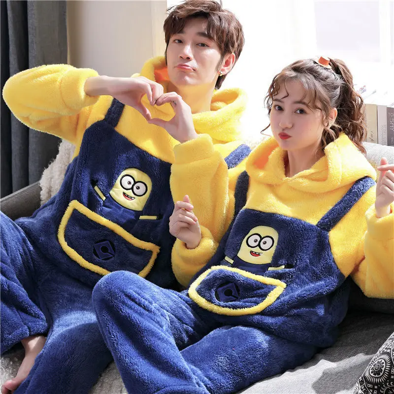 Winter Couple Pajamas Cartoon Little Yellow Hooded Thickened Facecloth Teenage Students Home Clothes Women Pajamas Pajama Set
Winter Couple Pajamas Cartoon Little Yellow Hooded Thickened Facecloth Teenage Students Home Clothes Women Pajamas Pajama Set