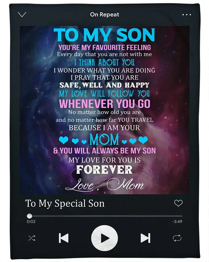 TOADDMOS Music Lyrics Design Loving Fleece Blanket for Son Birthday Gift Soft Thin Quilt Sofa Nap Throw Blanket manta Bedding
TOADDMOS Music Lyrics Design Loving Fleece Blanket for Son Birthday Gift Soft Thin Quilt Sofa Nap Throw Blanket manta Bedding