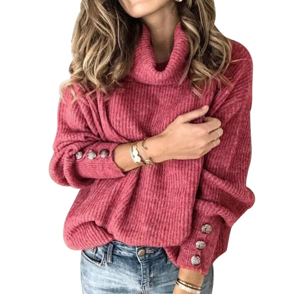 Turtleneck Casual Women Sweater Solid Puff Sleeve Fashion Autumn Winter Basic Thickened With Buttons Slim Fit Warm Daily Knitted
Turtleneck Casual Women Sweater Solid Puff Sleeve Fashion Autumn Winter Basic Thickened With Buttons Slim Fit Warm Daily Knitted