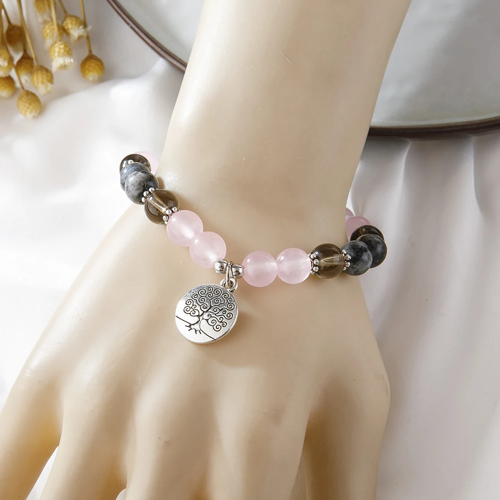 Fashion Black Pink Gray Round Bead Bracelet Pink Gray Tree of Life Bangle Round Jewelry Accessories Gift
Fashion Black Pink Gray Round Bead Bracelet Pink Gray Tree of Life Bangle Round Jewelry Accessories Gift