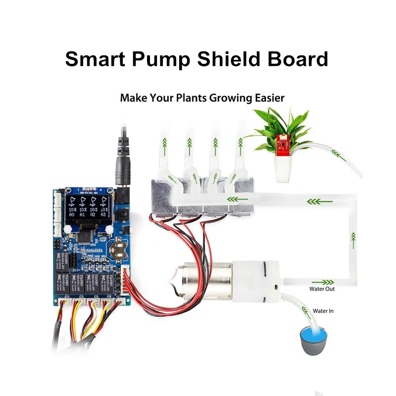 Elecrow Smart Pump Shield Board Electronic DIY Automatic Smart Plant Watering for Arduino Capacitive Soil Moisture Sensor 
Elecrow Smart Pump Shield Board Electronic DIY Automatic Smart Plant Watering for Arduino Capacitive Soil Moisture Sensor