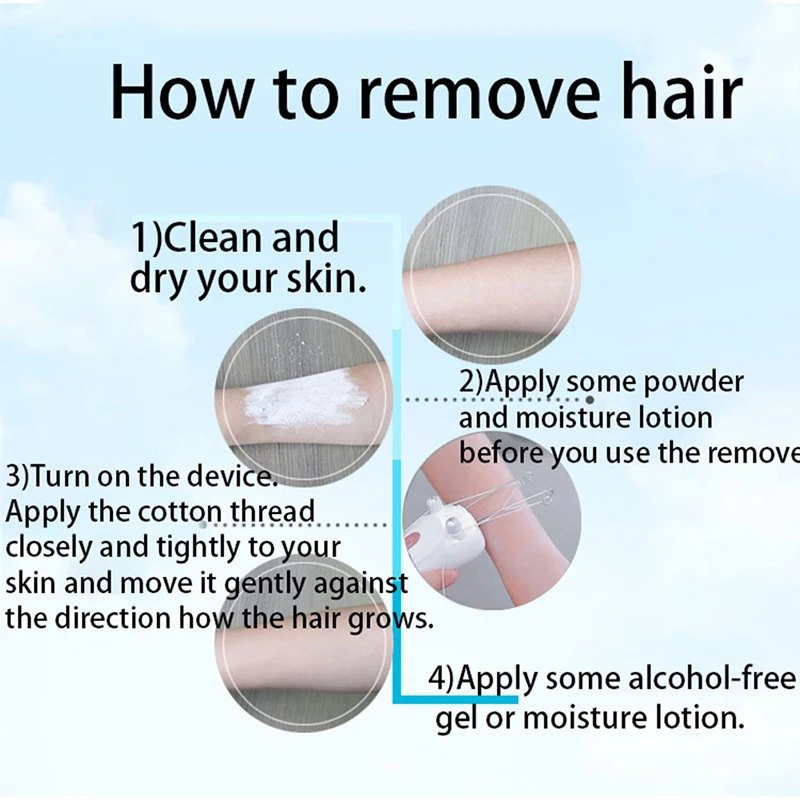 

Women Electric Epilator Body Facial Hair Removal Defeatherer Cotton Thread Depilator Lady Shaver Face Hair Remover Beauty Care