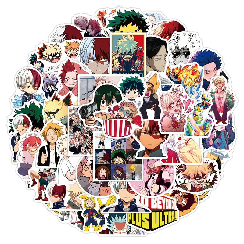 50 шт. My Hero Академия шото Тодороки наклейки Косплэй Bakugou Katsuki haku ПВХ
