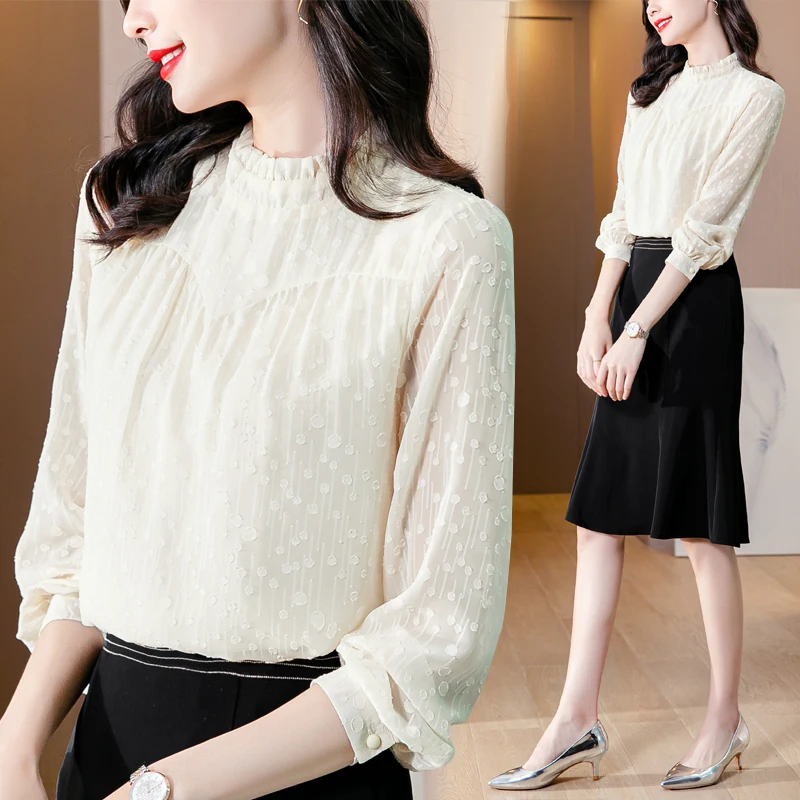Chiffon Women's Blouse Casual Lace Girl's Shirt Spring Autumn Long Sleeve Top O-neck Fashion Clothing Lady Blusas Houthion
Chiffon Women's Blouse Casual Lace Girl's Shirt Spring Autumn Long Sleeve Top O-neck Fashion Clothing Lady Blusas Houthion