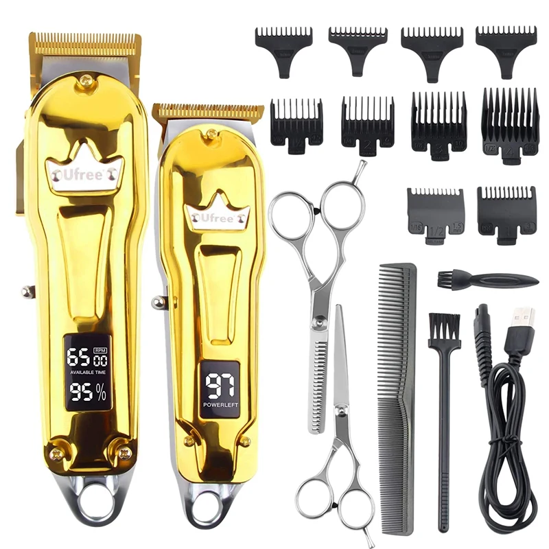 Ufree 2Pcs Hair Clippers LED Display Barber Clippers Trimmer Set Cordless Professional Barbers & T Blade Trimmer
Ufree 2Pcs Hair Clippers LED Display Barber Clippers Trimmer Set Cordless Professional Barbers & T Blade Trimmer