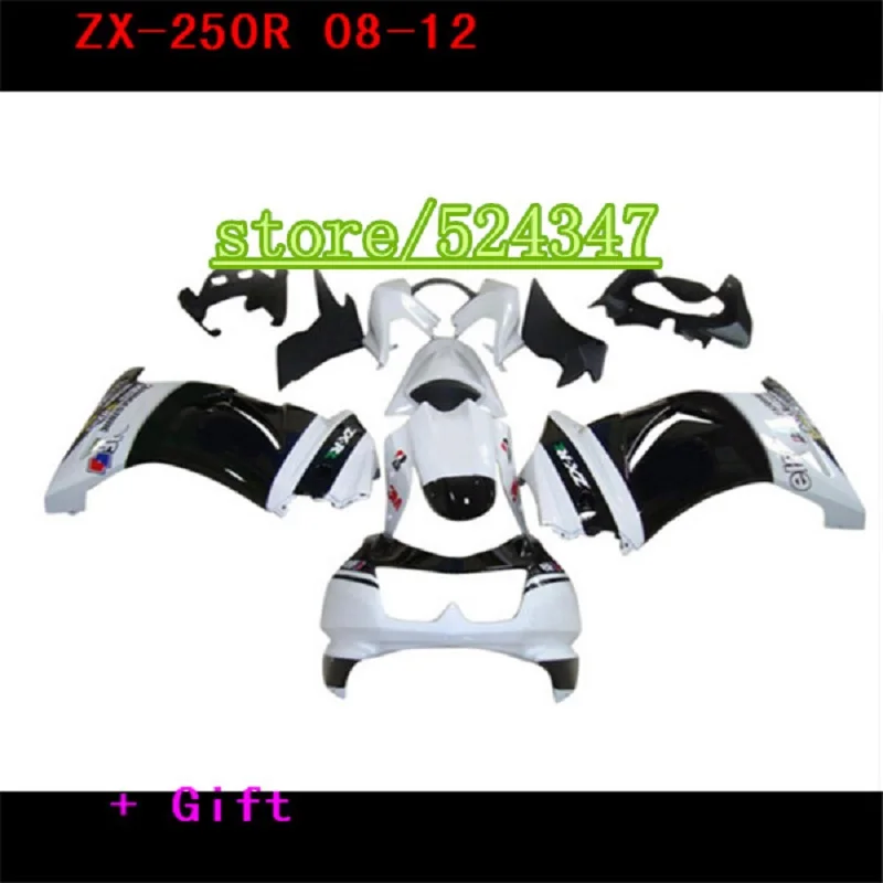Комплект обтекателей ZX 250R 2008-2014 для Kawasaki Ninja ZX250R 08 09-14 ZX250R 2010-2011-2012-2013-2014, белый и черный обтекатели
Комплект обтекателей ZX 250R 2008-2014 для Kawasaki Ninja ZX250R 08 09-14 ZX250R 2010-2011-2012-2013-2014, белый и черный обтекатели