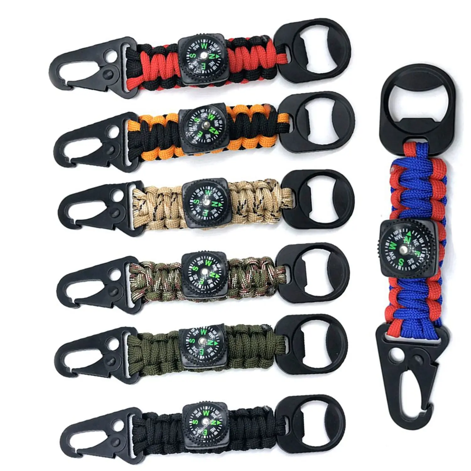 7PCS New Multifunctional Seven-core Umbrella Rope Olecranon Bottle Opener Carabiner Key Chains Compass 
7PCS New Multifunctional Seven-core Umbrella Rope Olecranon Bottle Opener Carabiner Key Chains Compass