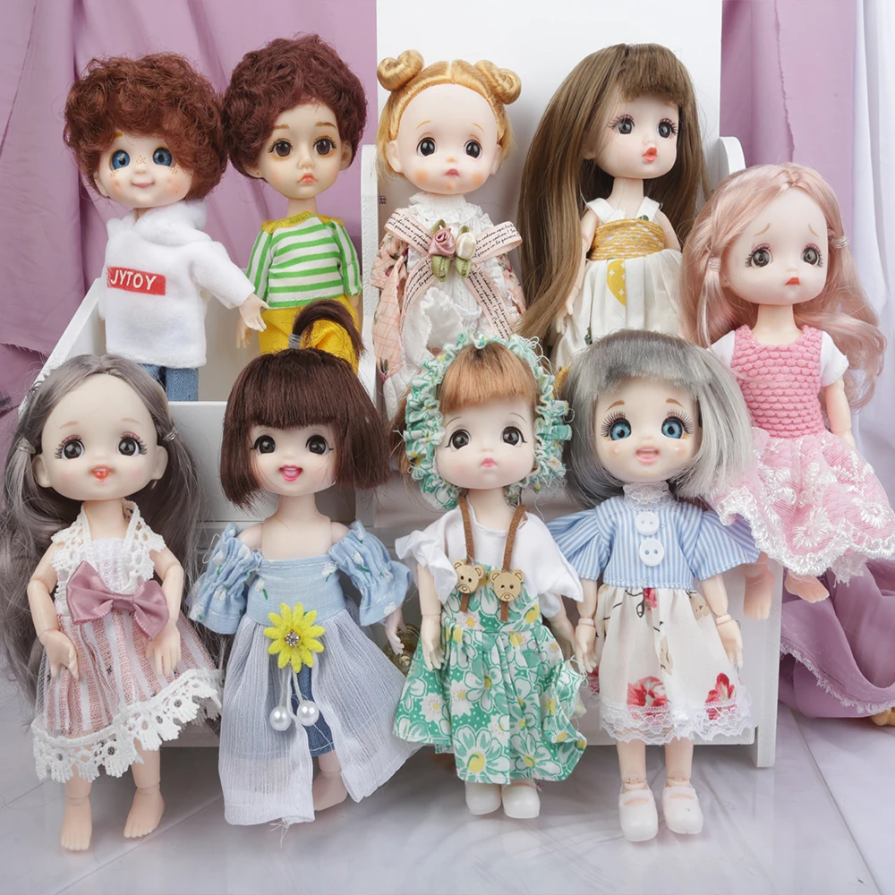 Mulit-type16cm Bjd Doll 13 Joints Mini BJD Toy Round Face Smile Sad Dolls Blue Eyes Make Up Fashion Toys for Girls Gift DIY Toys 
Mulit-type16cm Bjd Doll 13 Joints Mini BJD Toy Round Face Smile Sad Dolls Blue Eyes Make Up Fashion Toys for Girls Gift DIY Toys