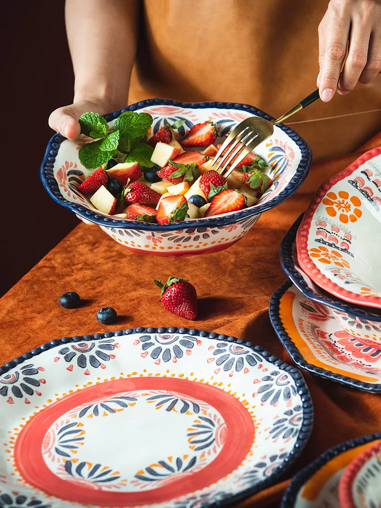Hand-painted Crokery Dinner Bowl Plate Set 800ml Ceramic Soup Noodle Bowl 10 Inch Rice Salad Plate Oven Microwave Use Tableware
Hand-painted Crokery Dinner Bowl Plate Set 800ml Ceramic Soup Noodle Bowl 10 Inch Rice Salad Plate Oven Microwave Use Tableware