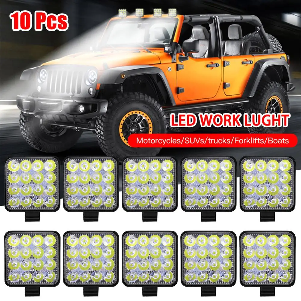 

Hot Sales 10Pcs 48W 16LED Work Light Flood Beam Bar Car SUV ATV Off-Road Driving Fog Lamps