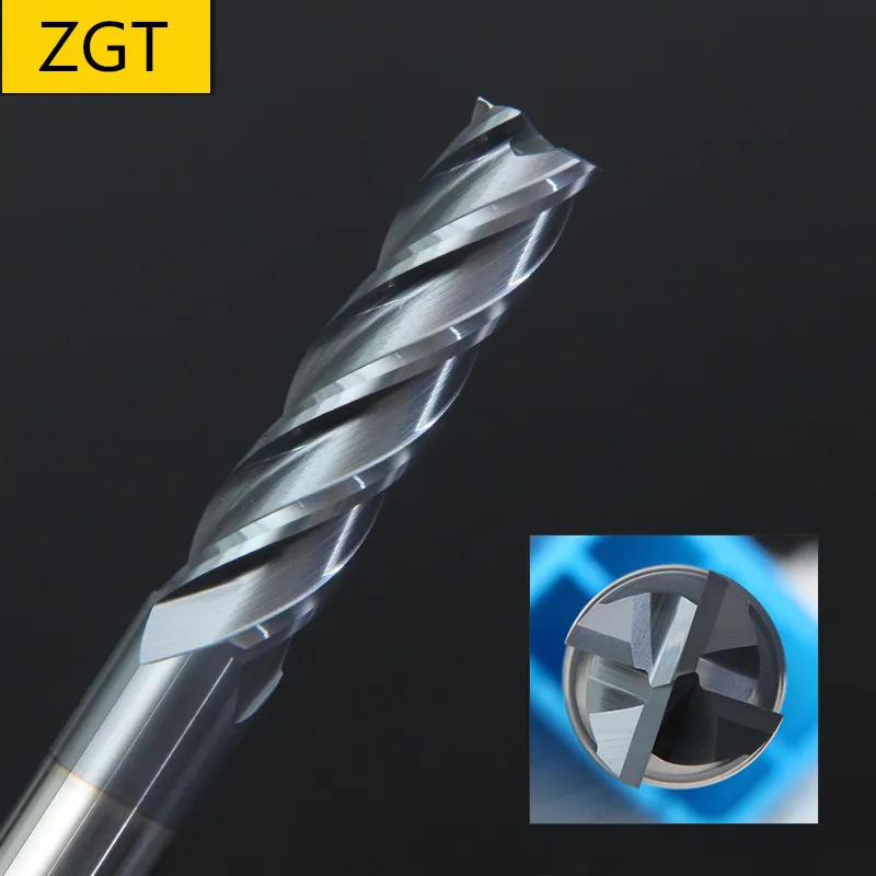 ZGT твердосплавная Концевая фреза HRC50 4 для металла Вольфрамовая сталь Фрезерный
