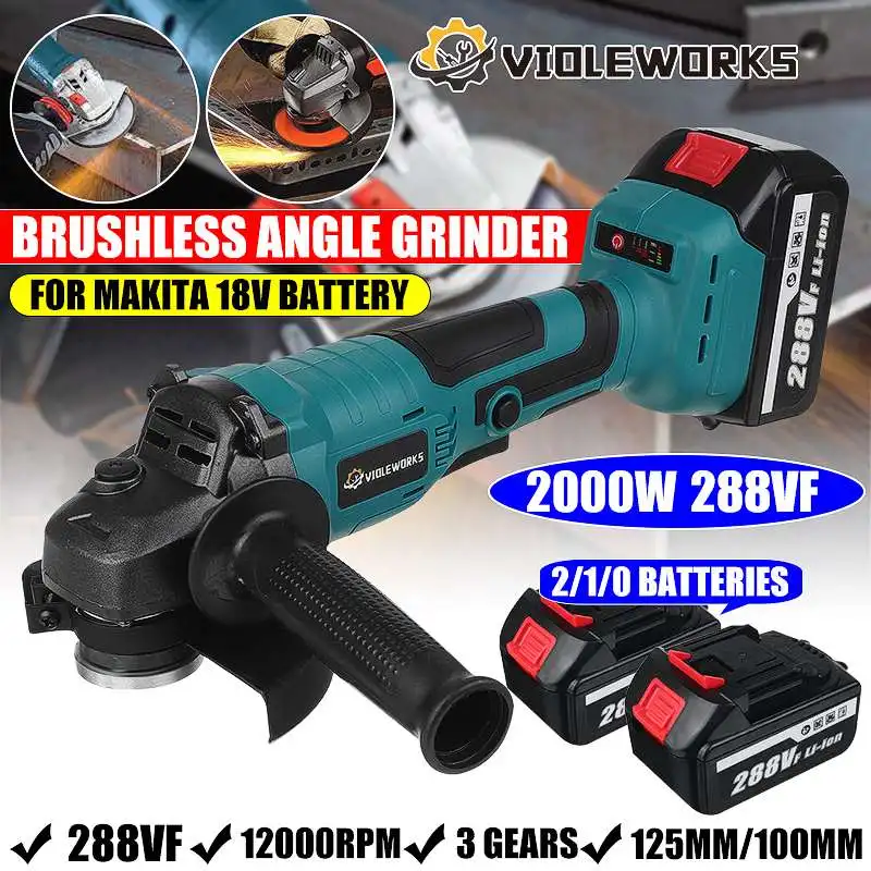 288VF 100mm/125mm Brushless Angle Grinder Li Battery Cordless Angle Grinder Machine Electric Power Tools For Polishing Cutting
288VF 100mm/125mm Brushless Angle Grinder Li Battery Cordless Angle Grinder Machine Electric Power Tools For Polishing Cutting