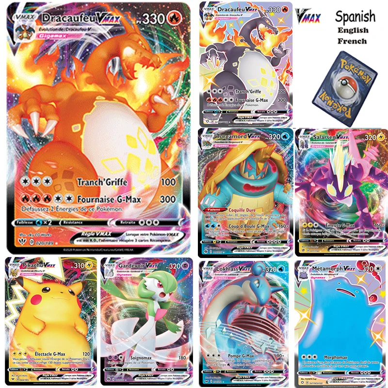 Pokemon 100 шт. французская фотография Пикачу Mewtwo Charizard VMAX Drattak Victini Torgamord коллекция торговых карт игра игрушки
Pokemon 100 шт. французская фотография Пикачу Mewtwo Charizard VMAX Drattak Victini Torgamord коллекция торговых карт игра игрушки