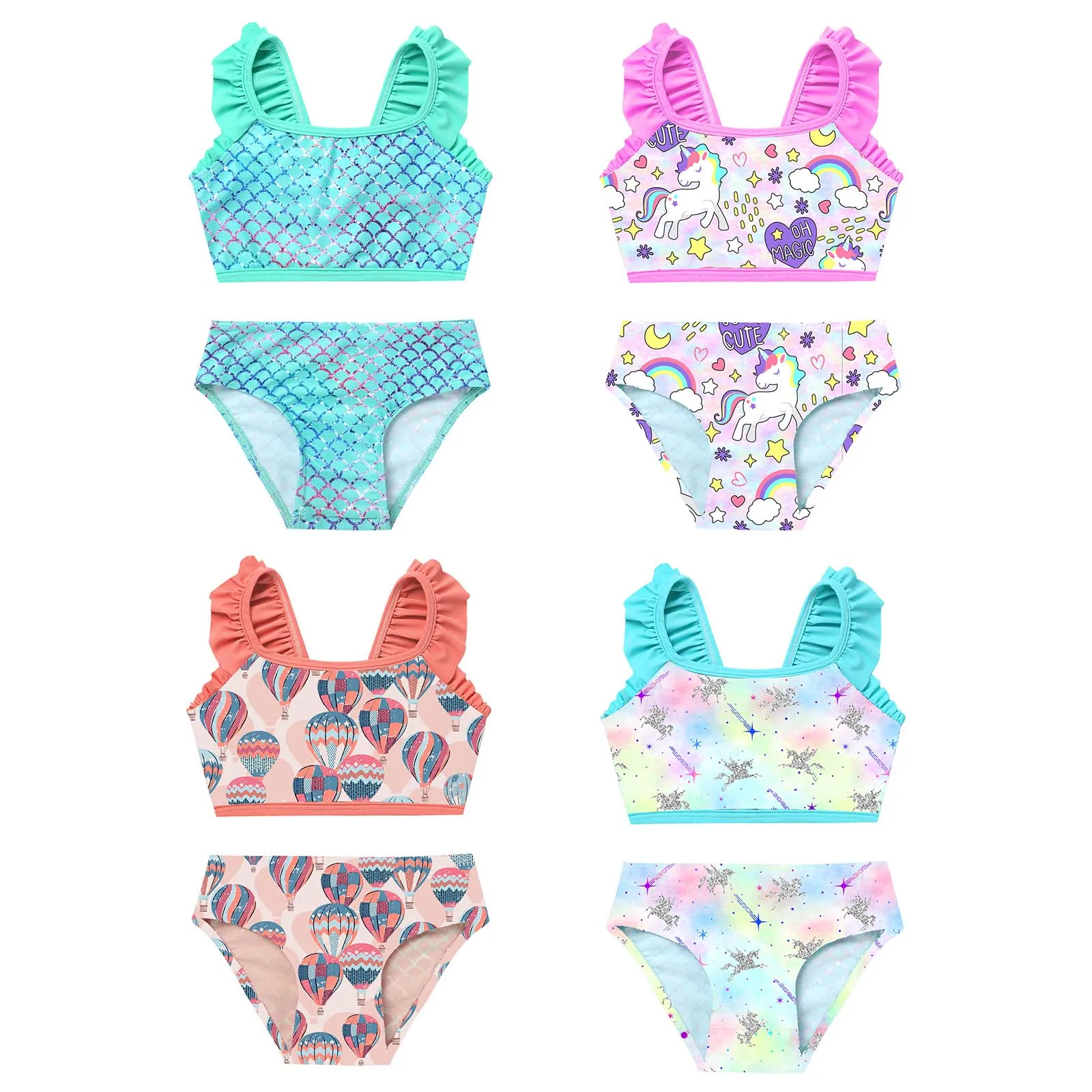 2-16 Years Girls Swimsuit Two Piece Swimwear Fish Scales Ruffle Style Tankini Swimsuit Top with Briefs Set Summer Beachwear Set
2-16 Years Girls Swimsuit Two Piece Swimwear Fish Scales Ruffle Style Tankini Swimsuit Top with Briefs Set Summer Beachwear Set