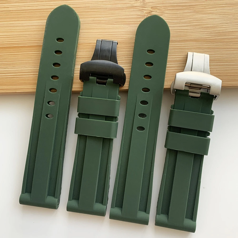 Green Watch Band For PAM Rubber Silicone 22 24 26mm Watch Strap Watch Accessories Pin Clasp Buckle Watch Bracelet Watchband
Green Watch Band For PAM Rubber Silicone 22 24 26mm Watch Strap Watch Accessories Pin Clasp Buckle Watch Bracelet Watchband