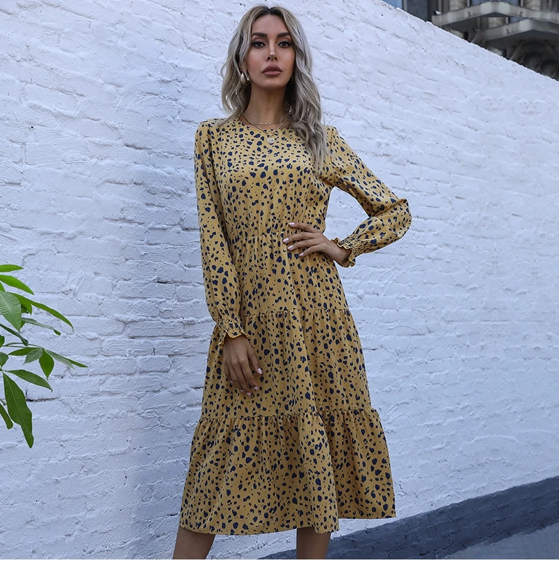 2021 Spring Summer New Light Mature Leopard Print Halter Long Sleeve Dress Women Fashion O Neck Loose All Match Long Dresses
2021 Spring Summer New Light Mature Leopard Print Halter Long Sleeve Dress Women Fashion O Neck Loose All Match Long Dresses
