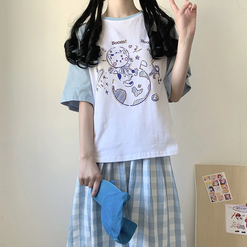 HWLZLTZHT Korean Sweet Style Cartoon Printed T-shirt Schoolgirl Summer New Tops 2020 Ulzzang Harajuku Kawaii Shirt Women
HWLZLTZHT Korean Sweet Style Cartoon Printed T-shirt Schoolgirl Summer New Tops 2020 Ulzzang Harajuku Kawaii Shirt Women