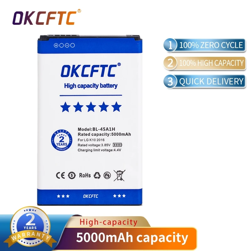 For LG K10 F670L F670K F670S F670 K420N K10 LTE Q10 K420 Mobile Phone Replacement Battery BL 45A1H BL-45A1H 5000mAh
For LG K10 F670L F670K F670S F670 K420N K10 LTE Q10 K420 Mobile Phone Replacement Battery BL 45A1H BL-45A1H 5000mAh