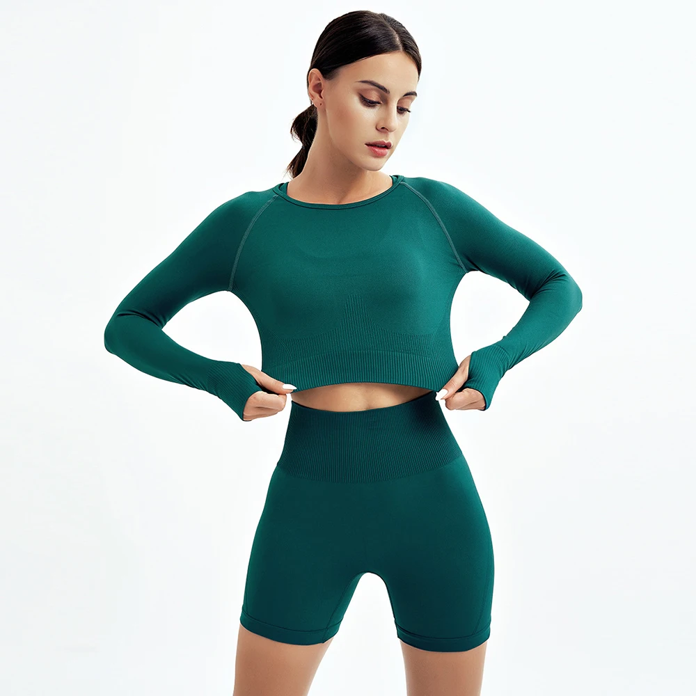 Ensemble Femme Conjuntos de Mujer Female Clothing Sportwear Sport Outfit for Woman Yoga Shorts Sets Long Sleeve Top Shirts
Ensemble Femme Conjuntos de Mujer Female Clothing Sportwear Sport Outfit for Woman Yoga Shorts Sets Long Sleeve Top Shirts