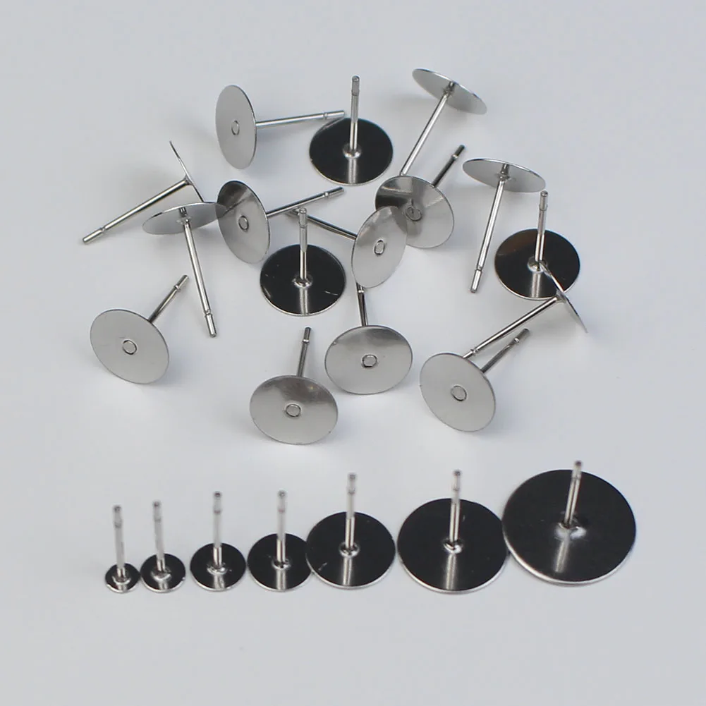 100pcs Stainless Steel Blank Post Earring Stud Base Fit 3 4 5 6 8 10 12mm Cabochon Cameo Settings DIY Jewelry Making Accessories
100pcs Stainless Steel Blank Post Earring Stud Base Fit 3 4 5 6 8 10 12mm Cabochon Cameo Settings DIY Jewelry Making Accessories