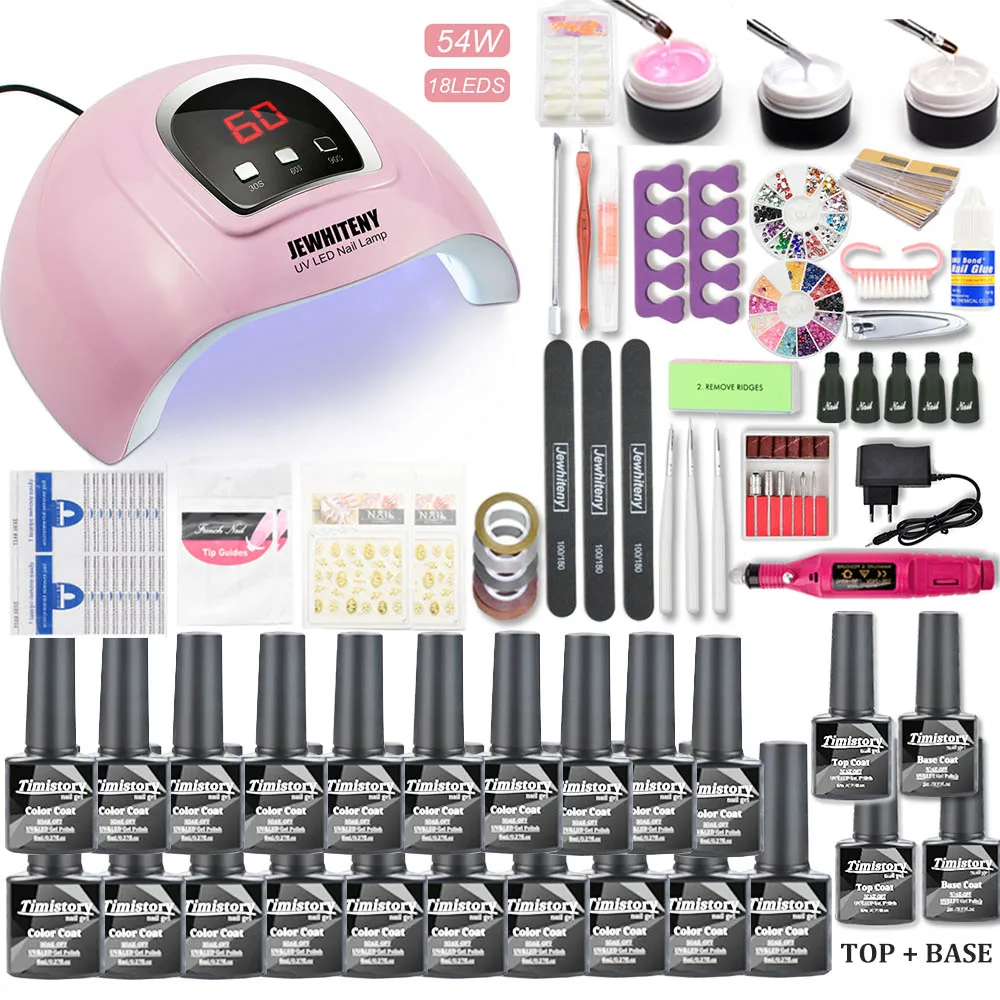 Nail Set With 20/10 Colors Nail Gel Polish 54W nail Lamp Nail Dryer 20000RPM Electric Nail Drill Pedicure Set Nail Art Tools 
Nail Set With 20/10 Colors Nail Gel Polish 54W nail Lamp Nail Dryer 20000RPM Electric Nail Drill Pedicure Set Nail Art Tools
