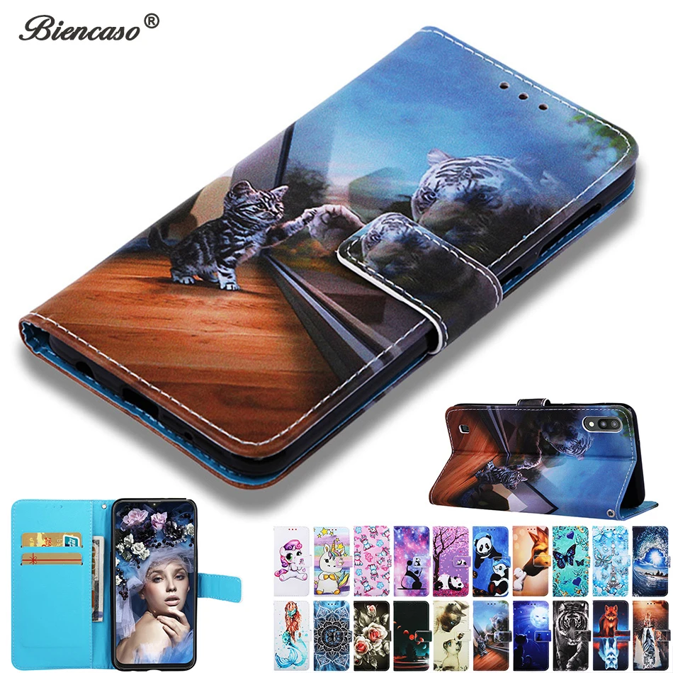 Симпатичный чехол книжка С Рисунком Тигра и панды для Samsung Galaxy A71 5G A716 A715 A51 A516 A515 A01