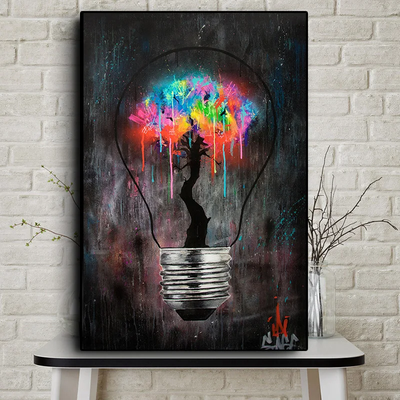 Light Bulb Graffiti Wall Art Canvas Painting Poster Printing Abstract Street Wall Picture Living Room Home Bedroom Decoration
Light Bulb Graffiti Wall Art Canvas Painting Poster Printing Abstract Street Wall Picture Living Room Home Bedroom Decoration