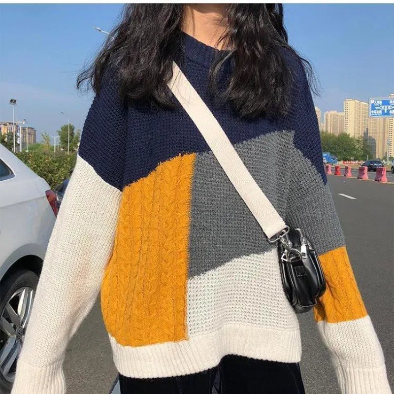 Women Pullover Sweaters Autumn Winter Colour Contrasting Lazy Style Knitwear Y2K Korea Female Long Sleeve Knitting Shirts Tops
Women Pullover Sweaters Autumn Winter Colour Contrasting Lazy Style Knitwear Y2K Korea Female Long Sleeve Knitting Shirts Tops