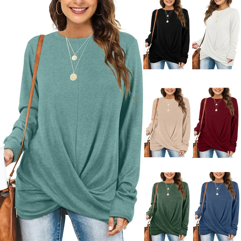 Round Neck Long Sleeve Casual Sweatshirt Twisted T-Shirt Tops Shirts for Women Ropa Plus Size Mujer
Round Neck Long Sleeve Casual Sweatshirt Twisted T-Shirt Tops Shirts for Women Ropa Plus Size Mujer