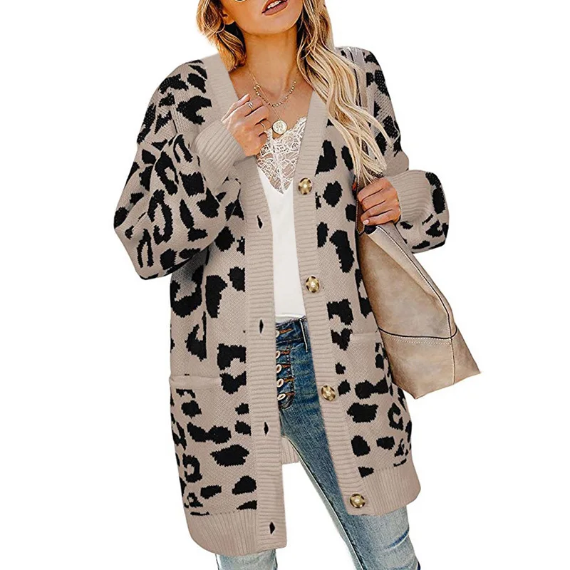 Women Oversized Long Cardigan Leopard Button Down Open Front Loose Knitted Sweater with Pockets
Women Oversized Long Cardigan Leopard Button Down Open Front Loose Knitted Sweater with Pockets