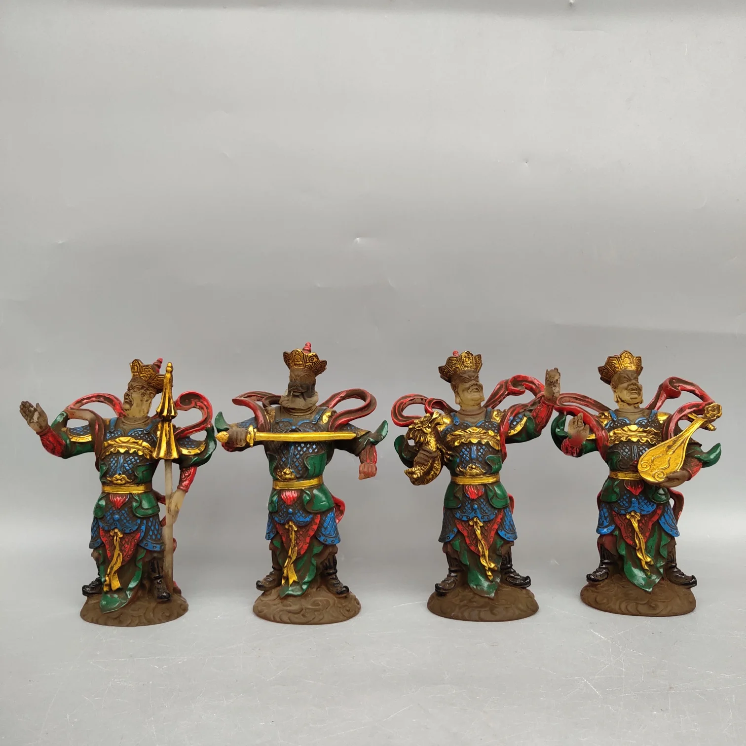Home Decor 6"Tibet Buddhism Old Liuli Glass Painted Four guardians Four kings Guardian deity set Enshrine the Buddha
Home Decor 6"Tibet Buddhism Old Liuli Glass Painted Four guardians Four kings Guardian deity set Enshrine the Buddha