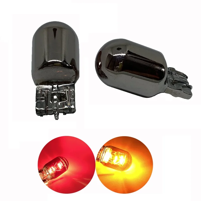 

4pcs T20 turn signal bulb 7440 invisible Silver Chrome 12v21w rear tail lamp w21w amber red automobile halogen bulb