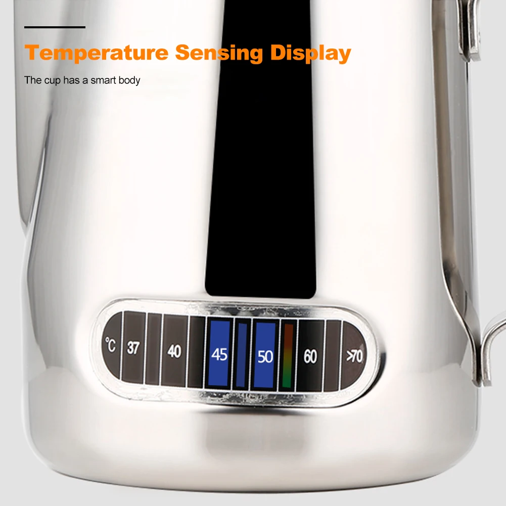 Frothing Pitcher Stainless Steel Milk Steaming Coffee Creamer Pitcher Coffee Milk Foam Cup Coffee Maker with Temperature Stick
Frothing Pitcher Stainless Steel Milk Steaming Coffee Creamer Pitcher Coffee Milk Foam Cup Coffee Maker with Temperature Stick