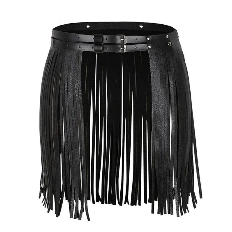 Fashion Boho Sexy Women PU Leather Skirts Belt Long Tassel Skirt Club Party Slim Fringe Skirt for Female Black Waist Belt Decora 
Fashion Boho Sexy Women PU Leather Skirts Belt Long Tassel Skirt Club Party Slim Fringe Skirt for Female Black Waist Belt Decora