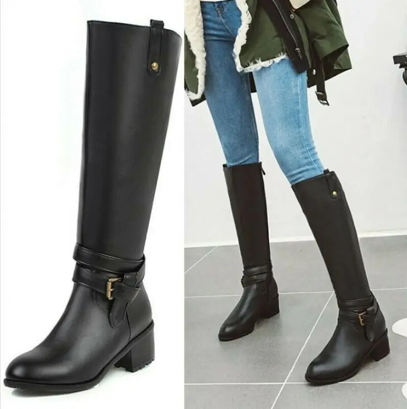 New Womens Punk Block Heel Round Toe Buckle Zip Up Knee High Riding Combat Boots
New Womens Punk Block Heel Round Toe Buckle Zip Up Knee High Riding Combat Boots
