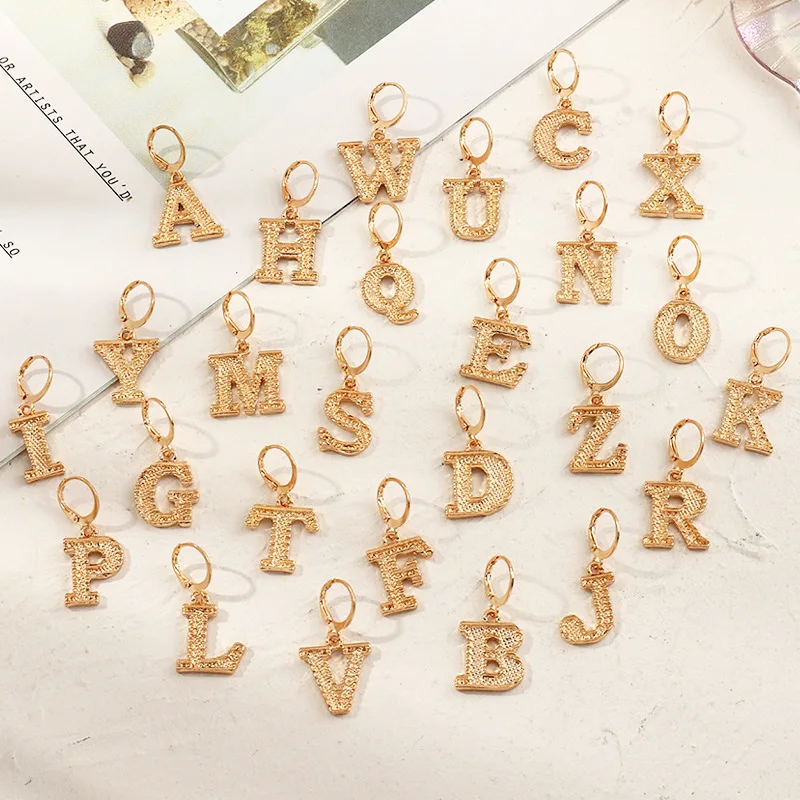 English Initial Letter Dangle Earrings for Women Girls Friends Simple Gold Earring Punk Goth European and American Jewelry Gifts
English Initial Letter Dangle Earrings for Women Girls Friends Simple Gold Earring Punk Goth European and American Jewelry Gifts