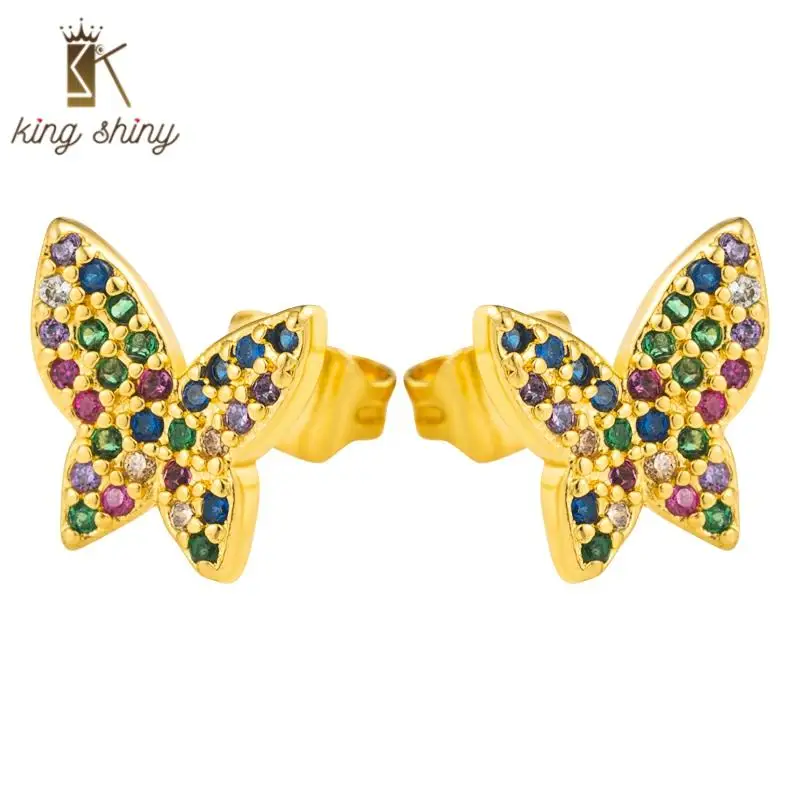 High Quality Rainbow Zircon Butterfly Shape Copper Stud Earring Luxury Colorful Crystal Small Earring Party Ear Jewelry for Girl
High Quality Rainbow Zircon Butterfly Shape Copper Stud Earring Luxury Colorful Crystal Small Earring Party Ear Jewelry for Girl