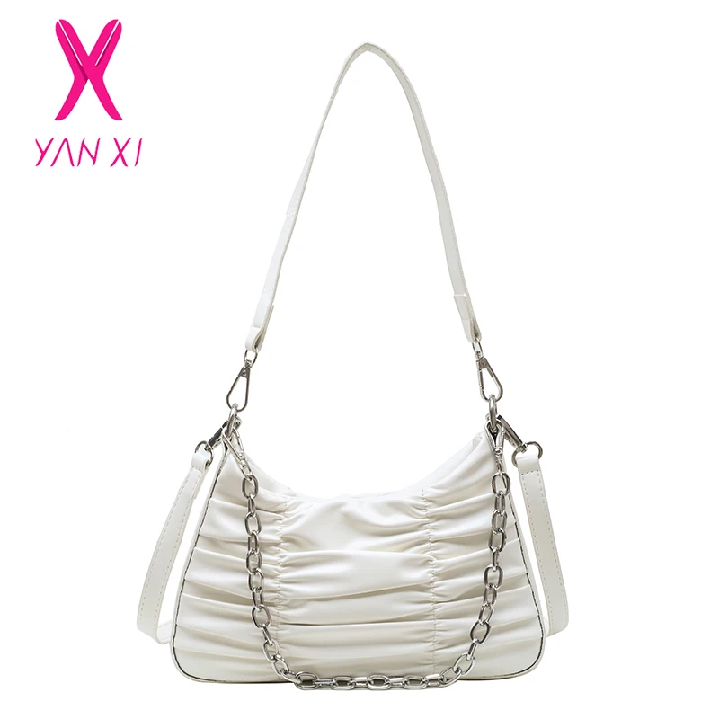 YANXI 2021 Clutch Thick Chains Dumpling Clip Purse Bags Women Cloud Underarm Shoulder Bag Pleated Baguette Pouch Totes Handbags 
YANXI 2021 Clutch Thick Chains Dumpling Clip Purse Bags Women Cloud Underarm Shoulder Bag Pleated Baguette Pouch Totes Handbags