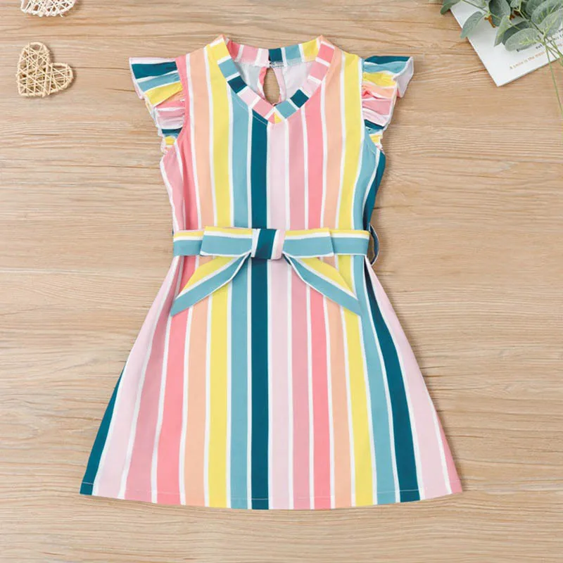 Girl Clothes Baby Kids Bright Colors Striped Sleeveless Summer Ruffle Dress for Children Girls 3-7 Years
Girl Clothes Baby Kids Bright Colors Striped Sleeveless Summer Ruffle Dress for Children Girls 3-7 Years