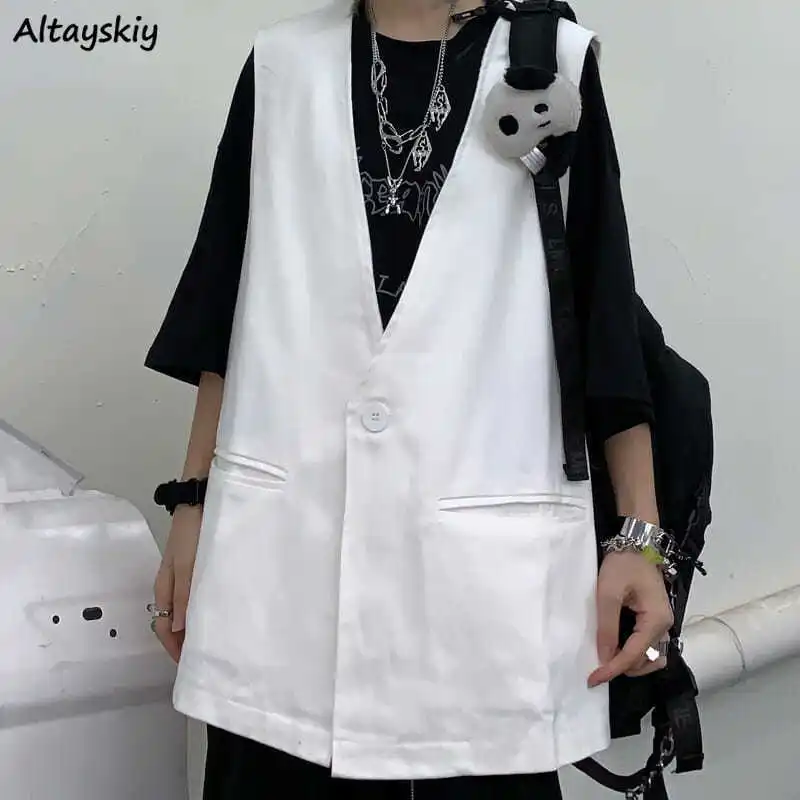 Vests Women Large Size Minimalist Couple Cool Streetwear Korean Style Loose Chic Solid Coats Students Leisure Spring Popular Ins
Vests Women Large Size Minimalist Couple Cool Streetwear Korean Style Loose Chic Solid Coats Students Leisure Spring Popular Ins