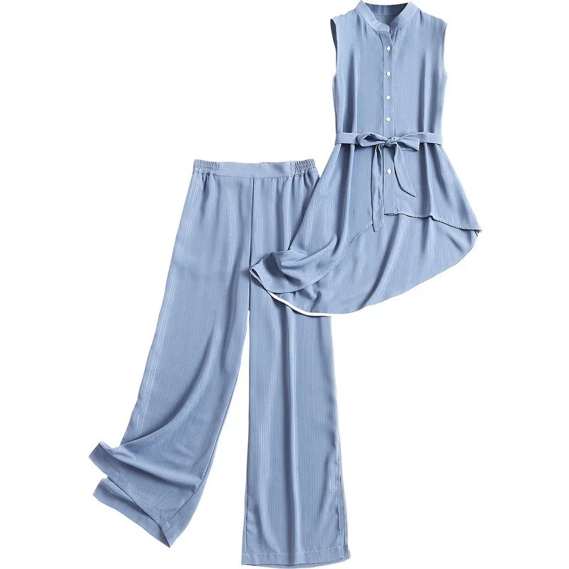 2020 two pieces sets women sleeveless long shirt blouse tops and long wide leg pants trousers suits
2020 two pieces sets women sleeveless long shirt blouse tops and long wide leg pants trousers suits