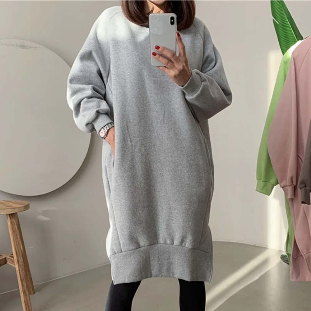 2021 Women Dress Fashion Round Neck Solid Color Plus Velvet Keep Warm Long Sleeve Autumn Winter Korean Casual Pullover Women
2021 Women Dress Fashion Round Neck Solid Color Plus Velvet Keep Warm Long Sleeve Autumn Winter Korean Casual Pullover Women