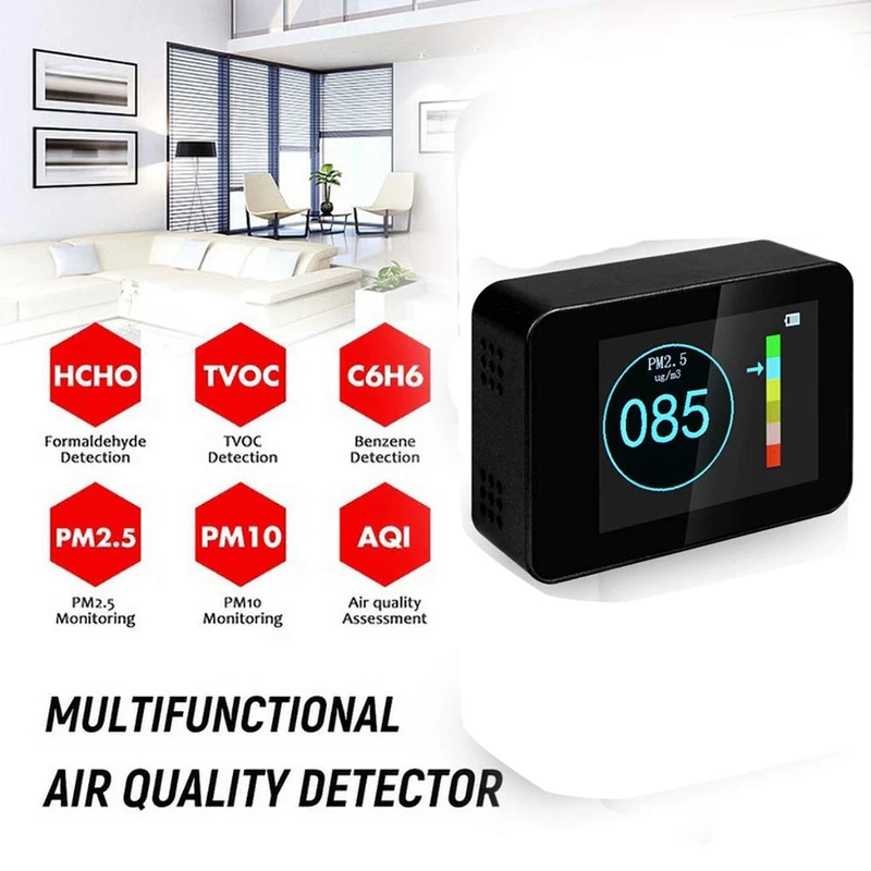 Air Quality Detector PM2.5 PM10 PM1.0 Detectors Air Quality Monitor Gas Detector Portable Tester for Home Car and Office
Air Quality Detector PM2.5 PM10 PM1.0 Detectors Air Quality Monitor Gas Detector Portable Tester for Home Car and Office